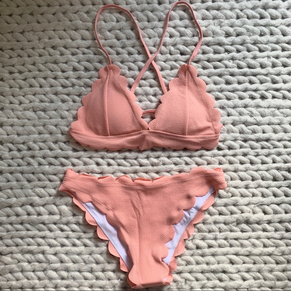 Scalloped Pink Bikini Set